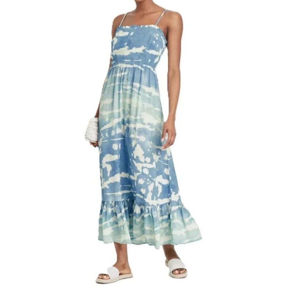 Knox‎ Rose Size M Blue Haze Tie-Dye Beachy Summer Spring Vacation Long Dress